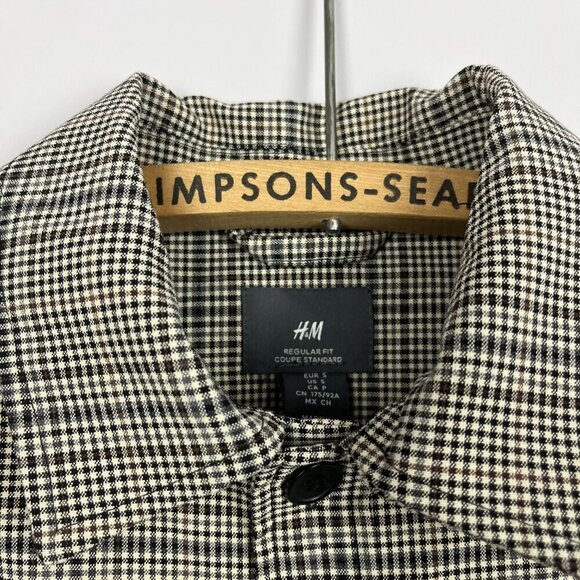 H&M Men's Size Small Black and Tan Checkered Shirt Jacket - Picture 4 of 6